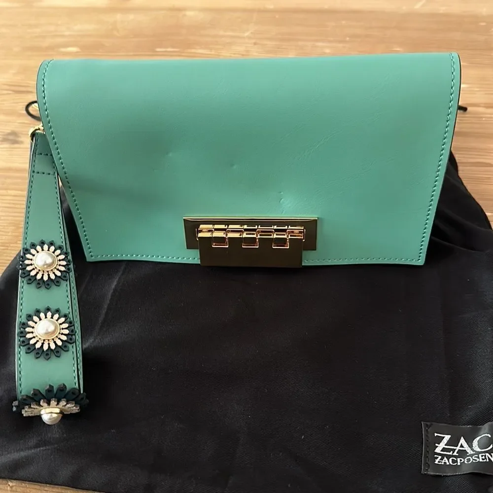 ZAC POSEN Earthette Leather Clutch + Dust Bag